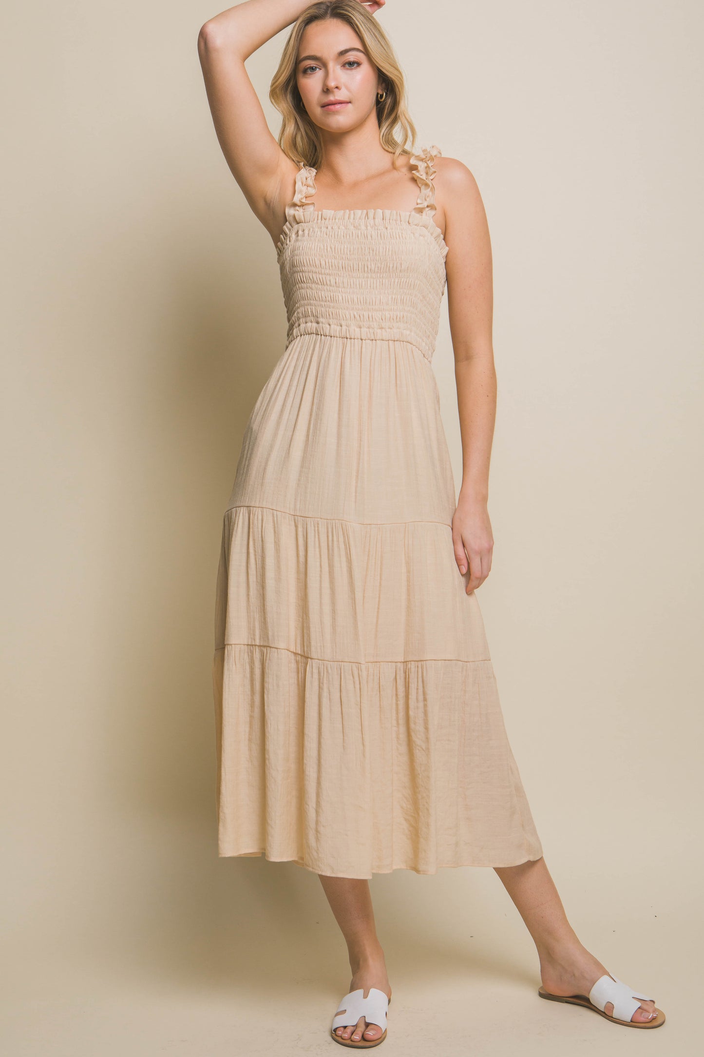 Smocked bodice maxi dress