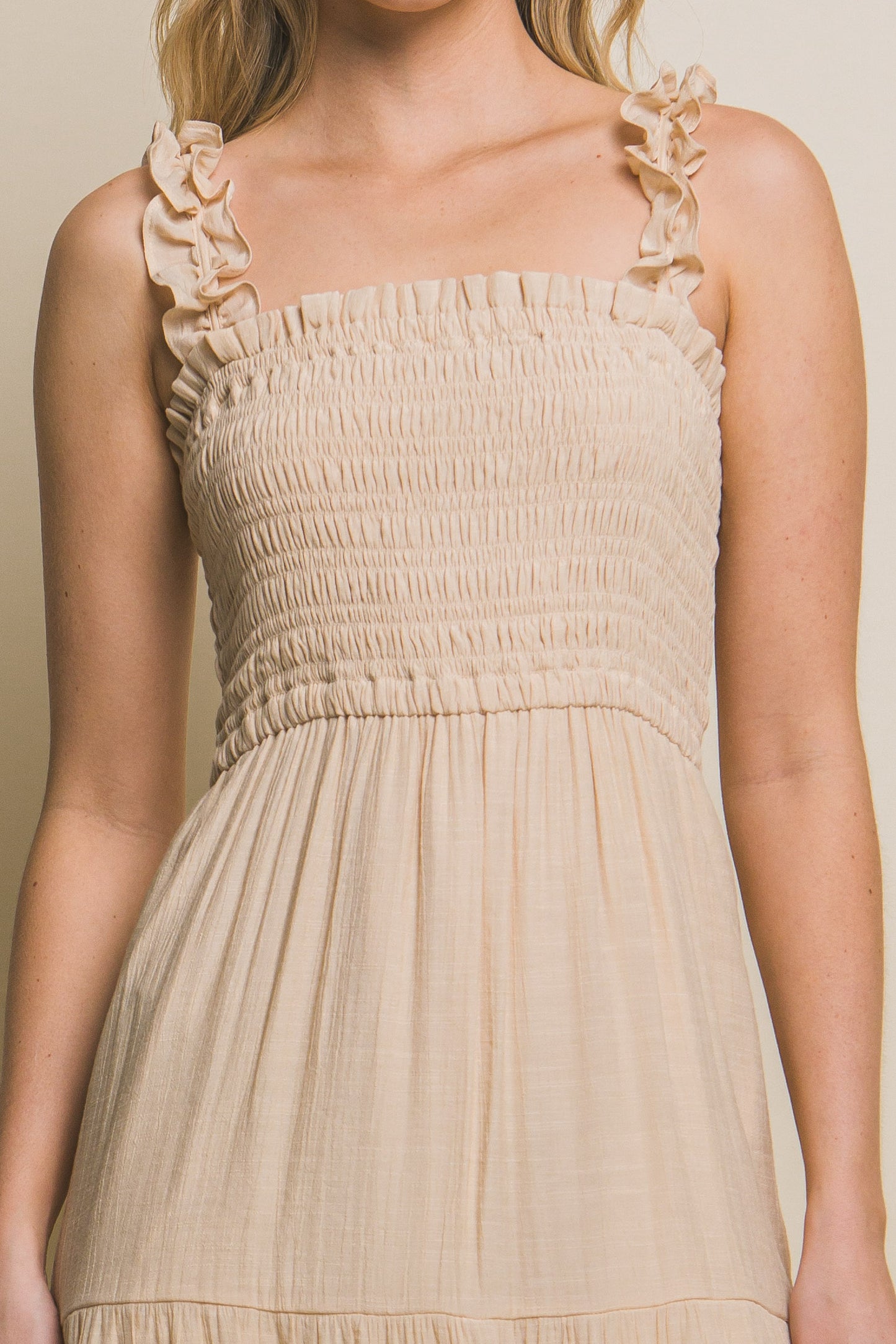 Smocked bodice maxi dress