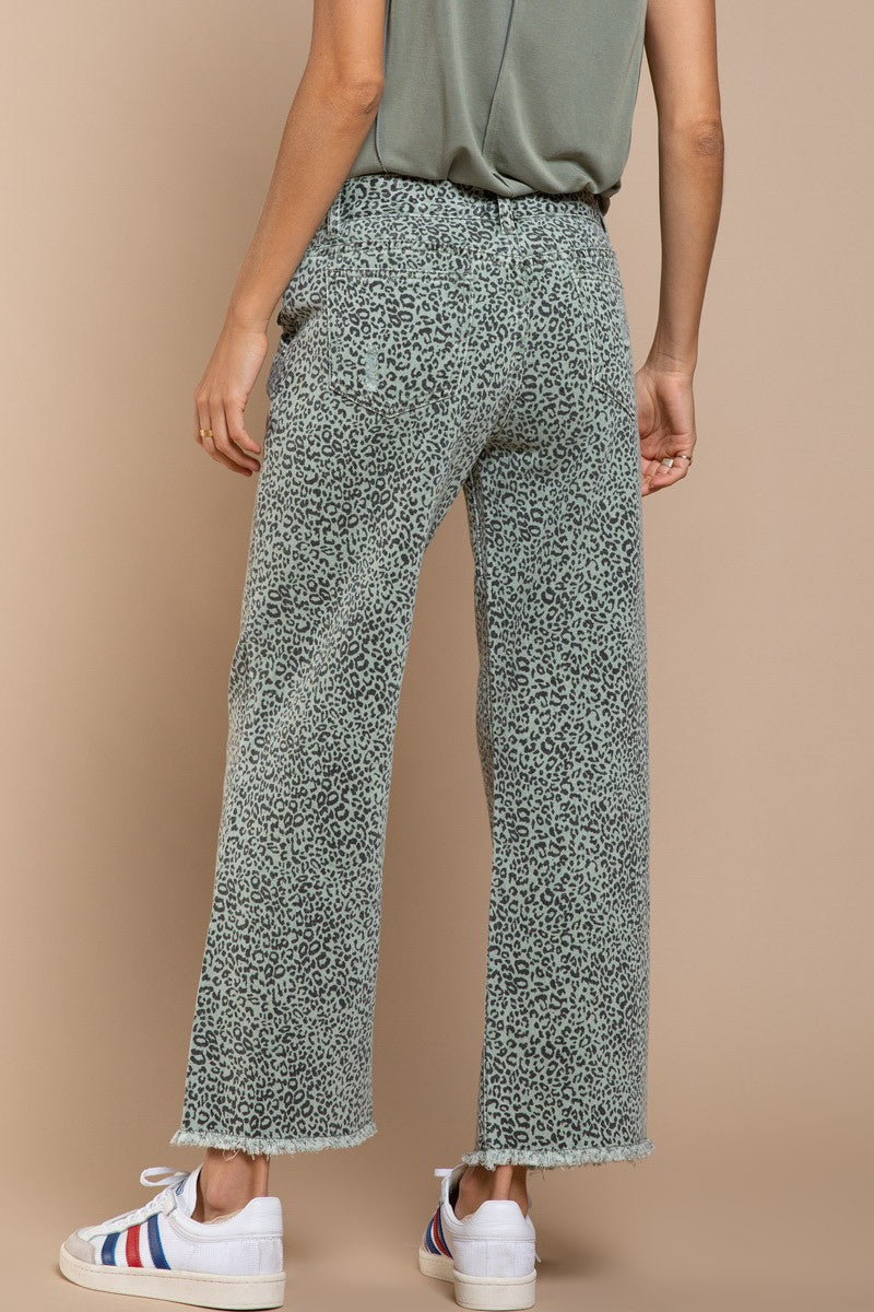 Leopard printed denim jean