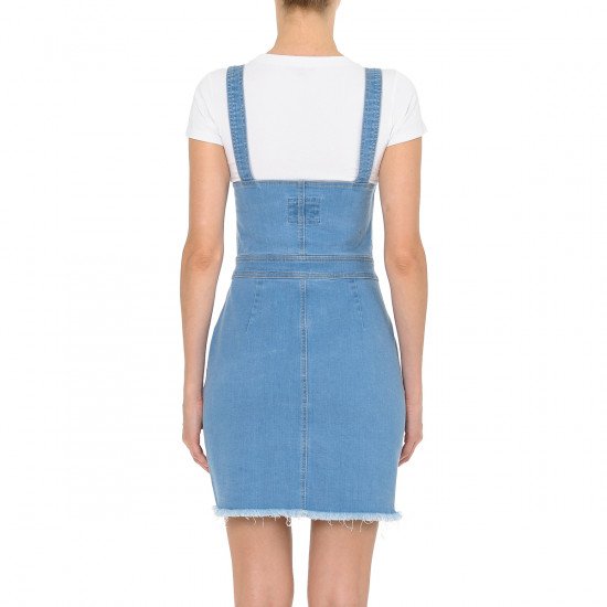 EXPOSED BUTTON-FRONT DENIM DRESS