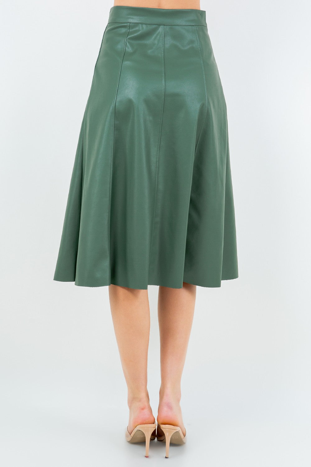 A LINE MIDI FAUX LEATHER SKIRT – SNOW FLOWERS