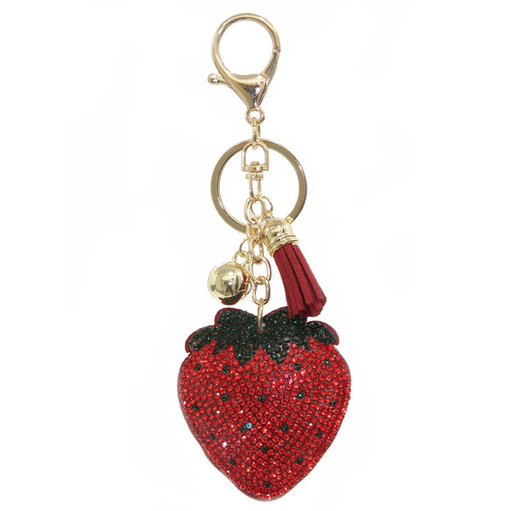 Rhinestone Strawberry keychain