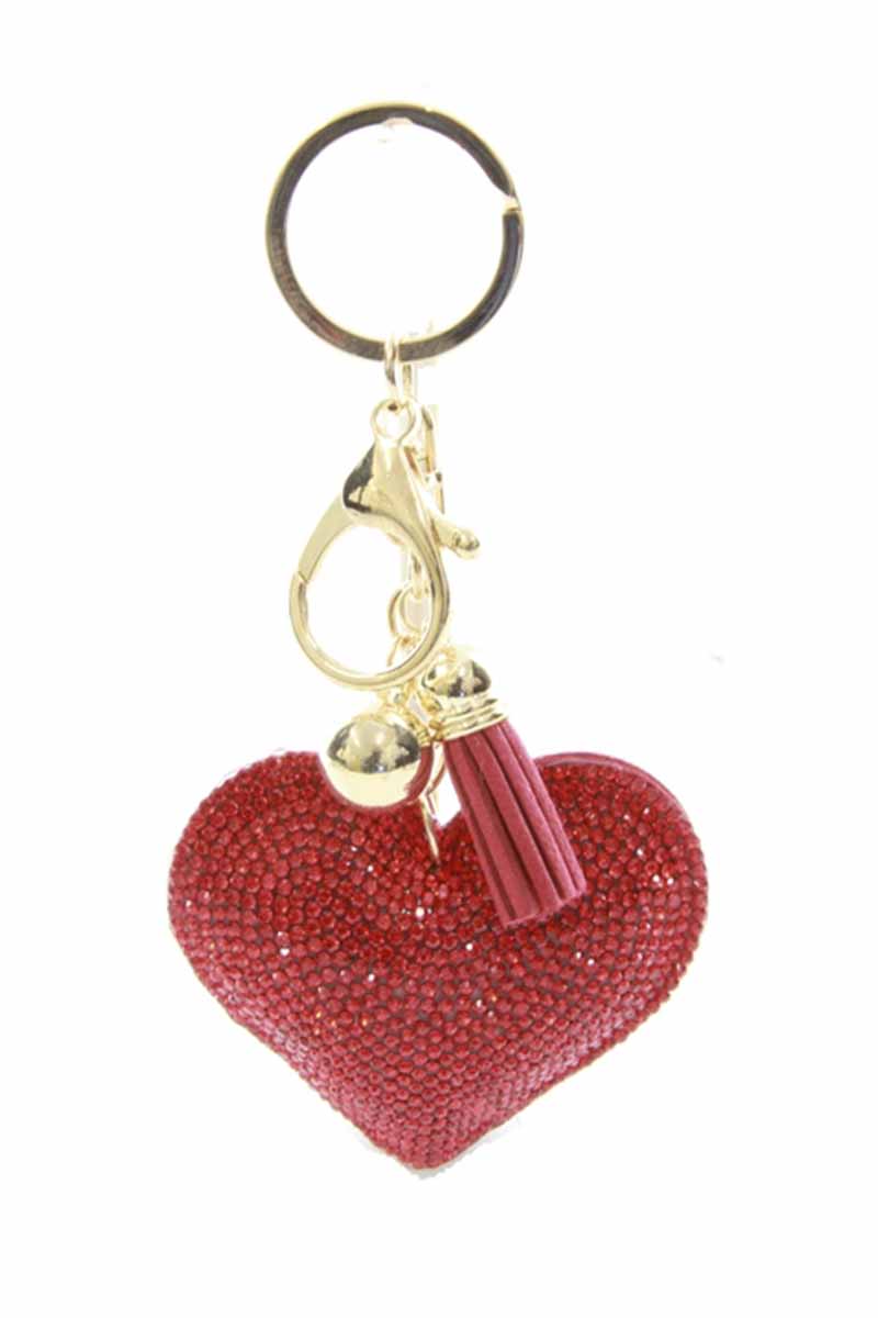 Rhinestone Heart Tassel keychain