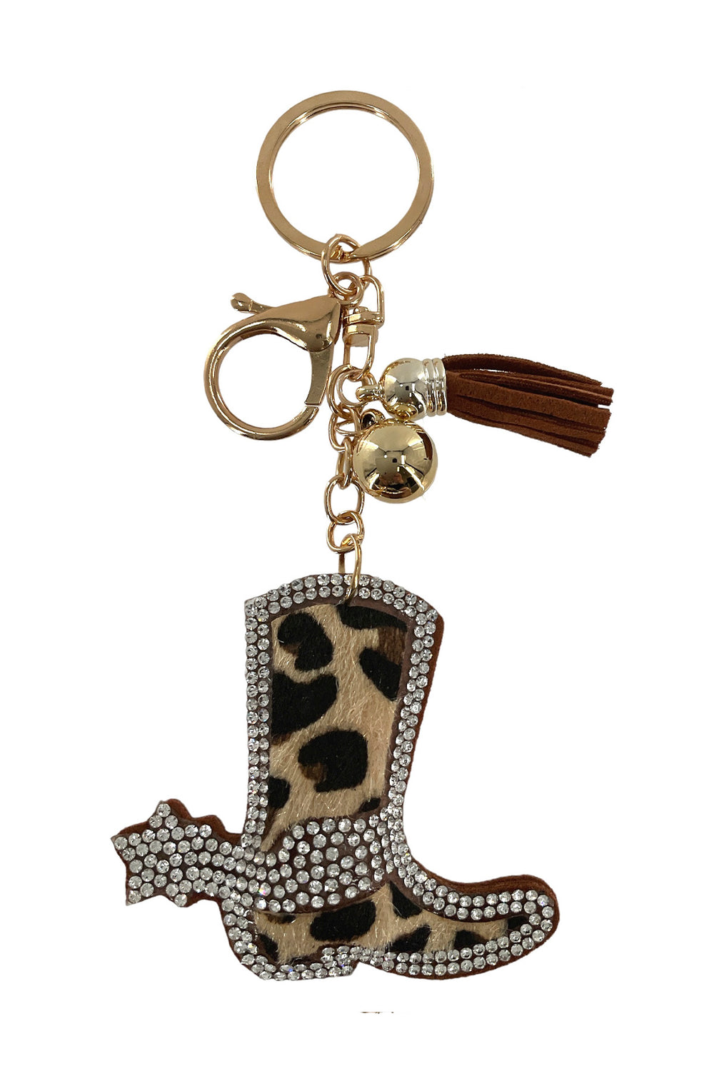 Rhinestone Leopard boot keychain