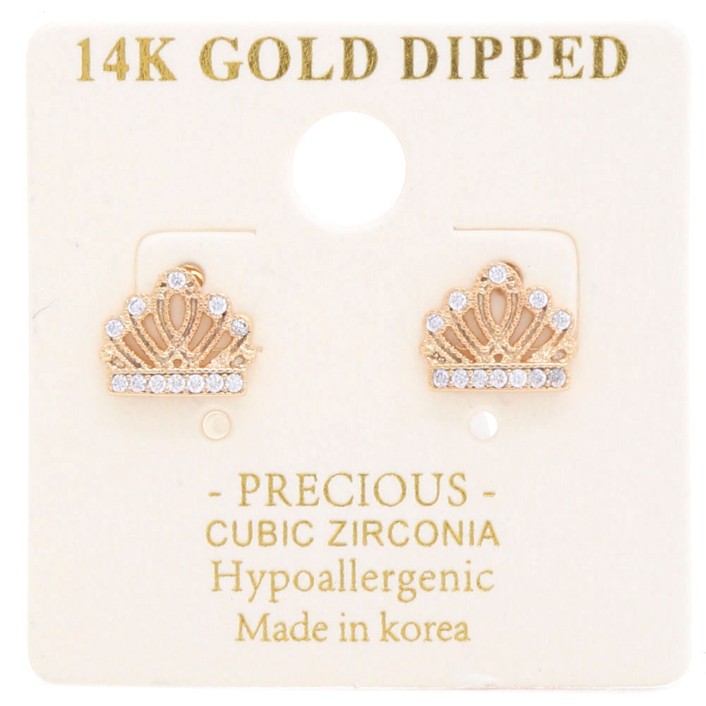 14K GOLD DIPPED CROWN STUD EARRING