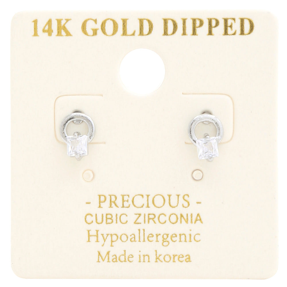 14K GOLD DIPPED CZ METAL HYPOALLERGENIC EARRING