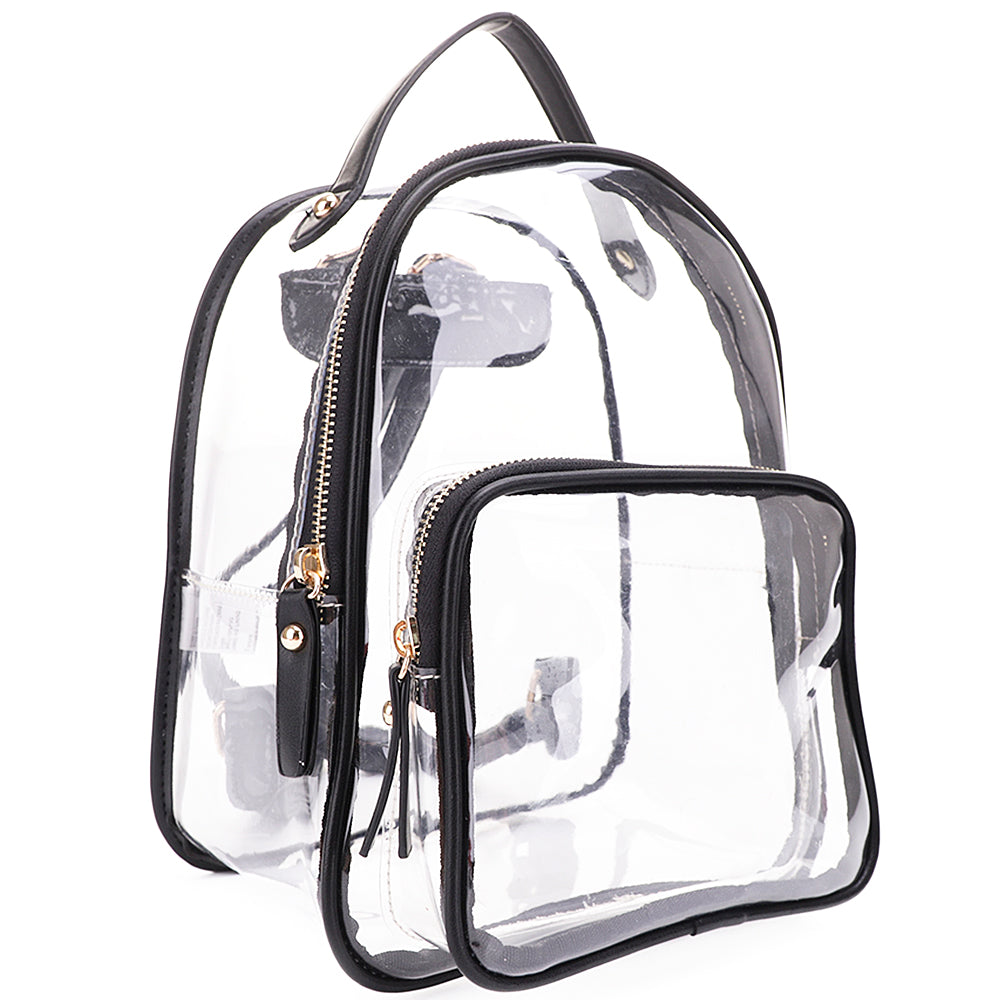 CLEAR COLOR OUTLINED ZIPPER HANDLE BACKPACK