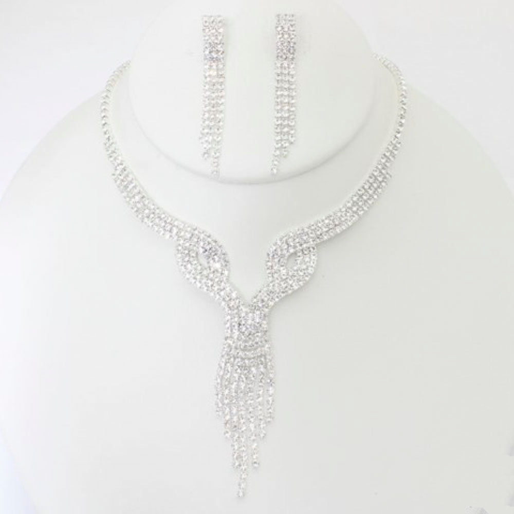 RHINESTONE NECKLACE EARRING SET