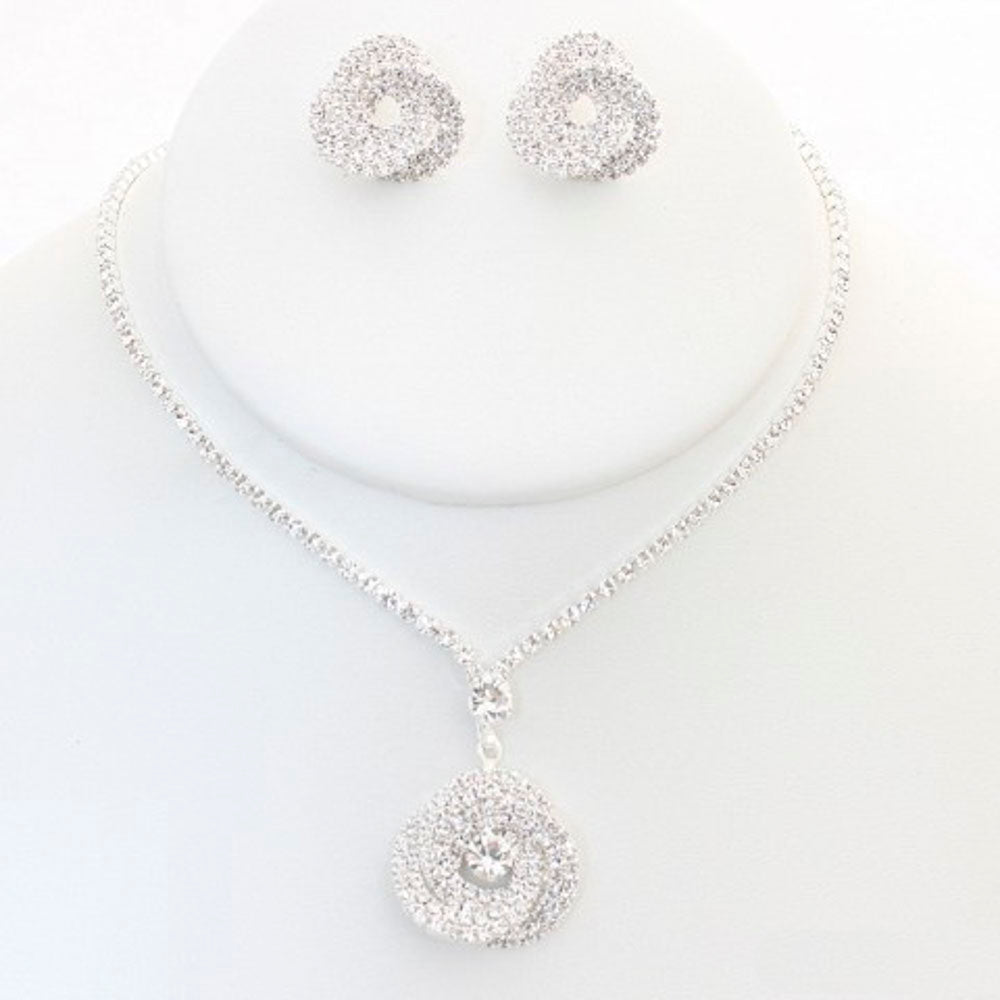 RHINESTONE NECKLACE EARRING SET