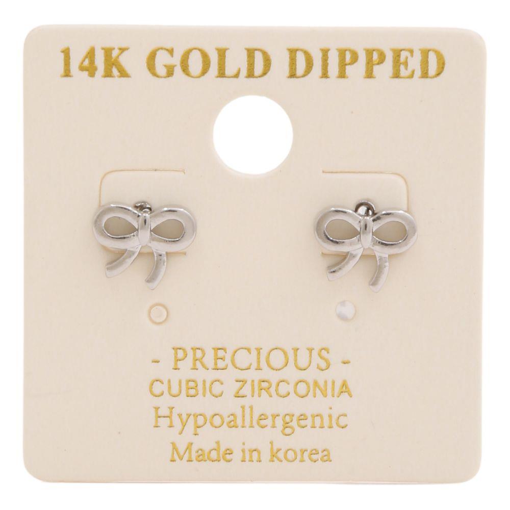 14K GOLD DIPPED RIBBON BOW STUD EARRING