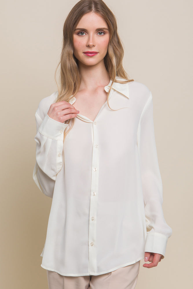 
                  
                    Woven Long Sleeve Button Down Collared Blouse
                  
                