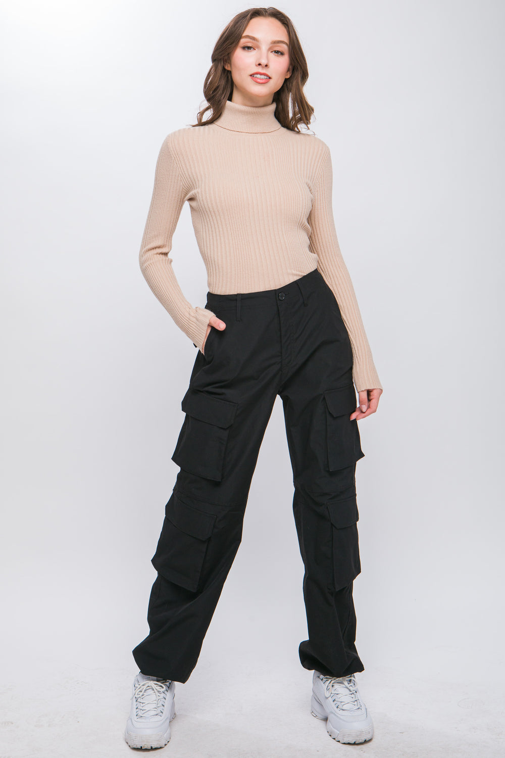 Cargo Pants With Button Closure & Multiple Pockets