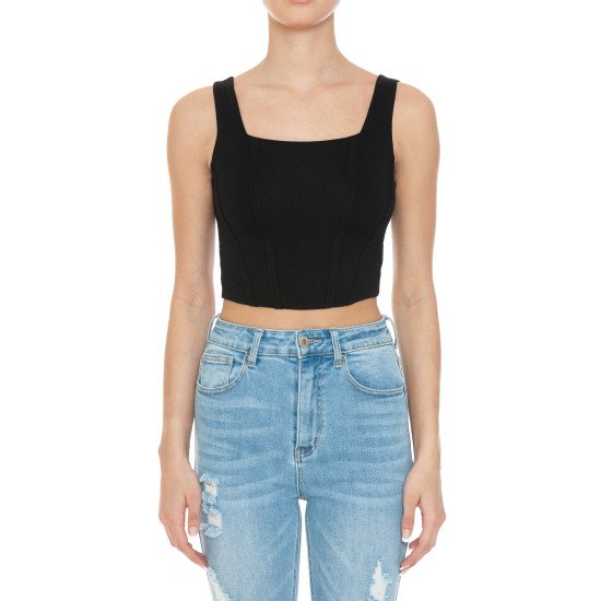 
                  
                    SQUARE NECK CORSET CROP TANK TOP
                  
                