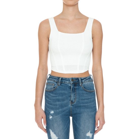 
                  
                    SQUARE NECK CORSET CROP TANK TOP
                  
                