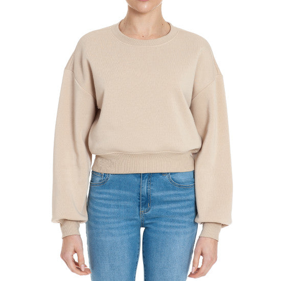 
                  
                    FLEECE ROUND NECK LONG SLEEVE CROPPED PULLOVER
                  
                