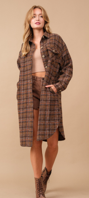 
                  
                    Plaid Flannel Long Coat Shacket
                  
                