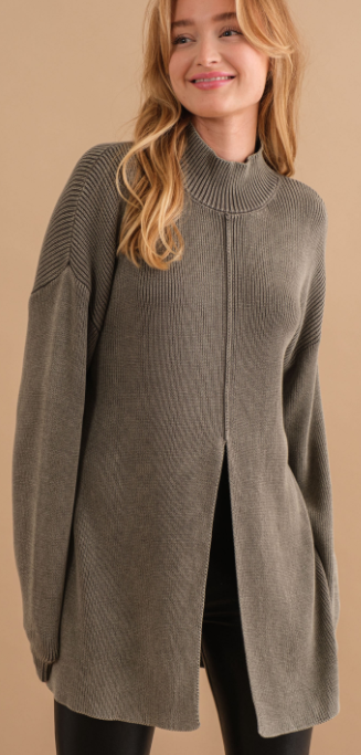 
                  
                    Washed Knit Ribbed Slit Front Sweaters
                  
                