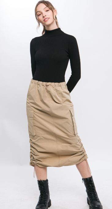Cargo Skirt With Drawstring Ruched And Rear slit
