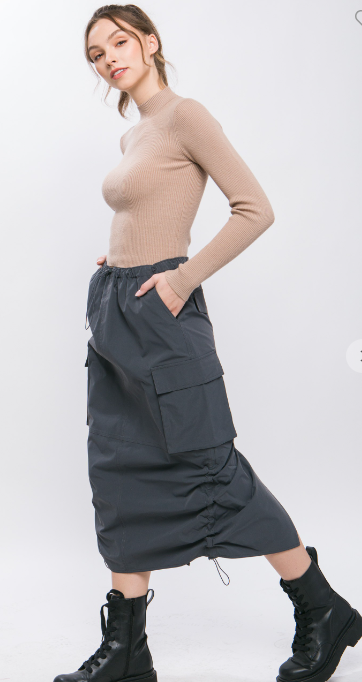 
                  
                    Cargo Skirt With Drawstring Ruched And Rear slit
                  
                