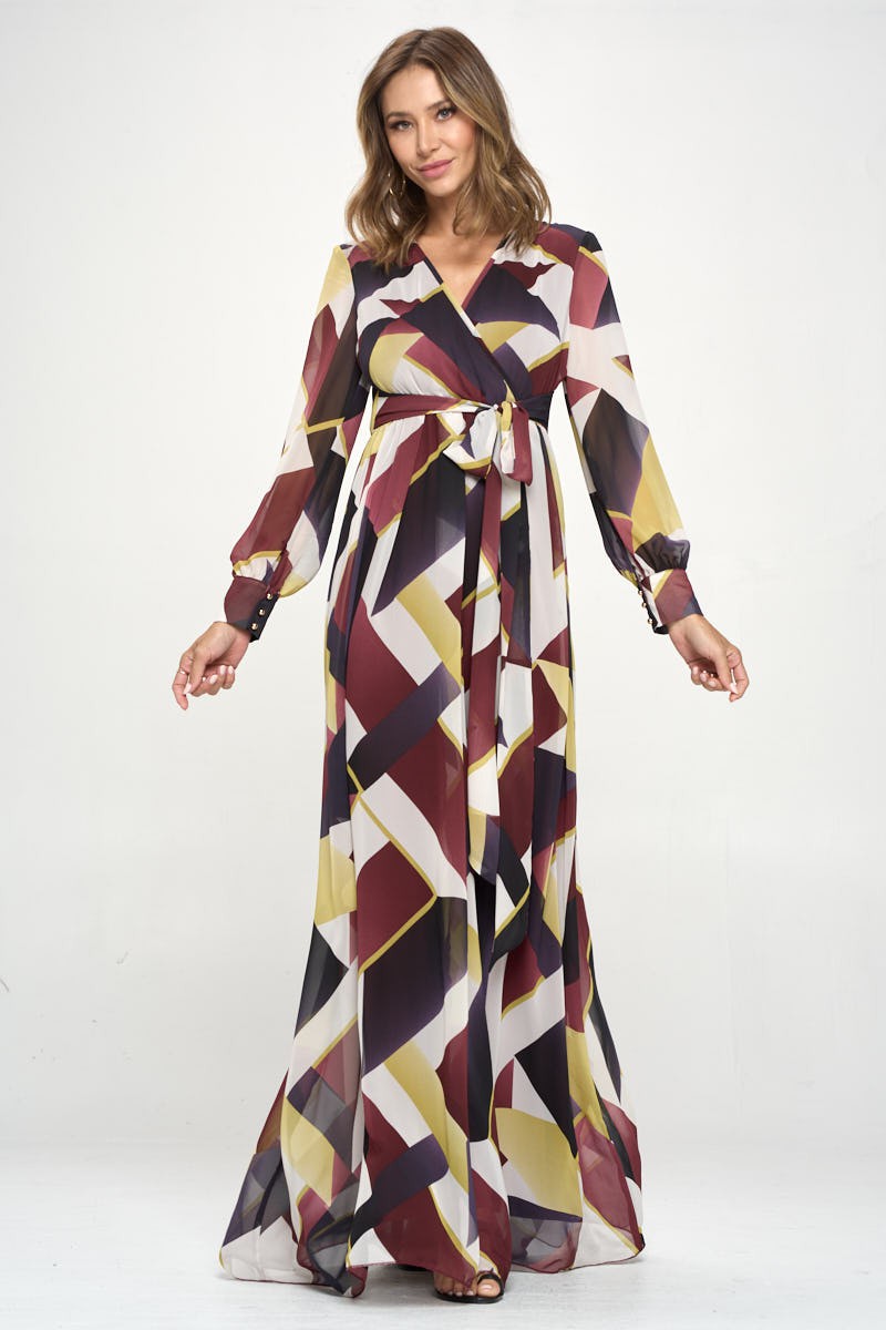 Geometric print maxi dress