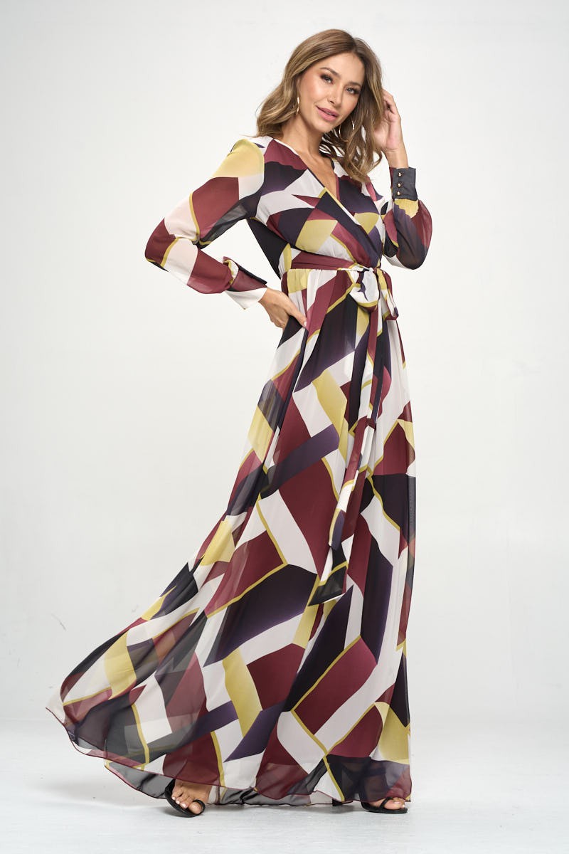 Geometric print maxi dress