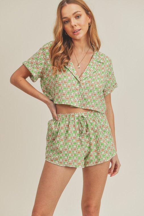 Cropped Shirt and Matching Shorts Set
