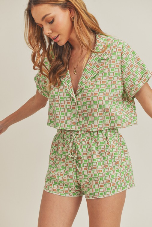 Cropped Shirt and Matching Shorts Set