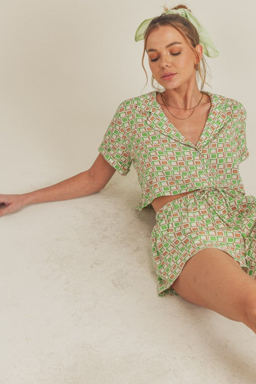 Cropped Shirt and Matching Shorts Set