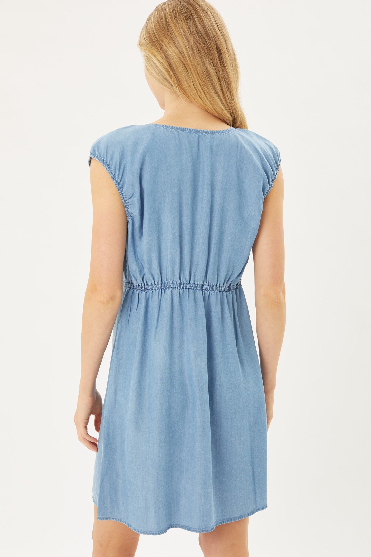 
                  
                    Woven Solid Short Sleeve Midi Waist Dress
                  
                