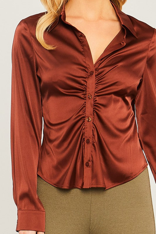 
                  
                    Long Sleeve Ruched Front blouse
                  
                