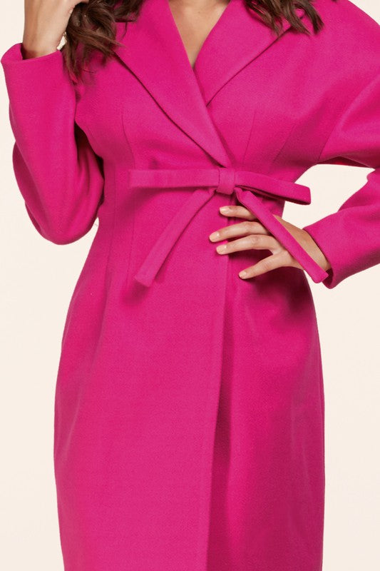 Trench Coat Hot Pink Wool Coat Womens Hot Pink Coat – SNOW FLOWERS