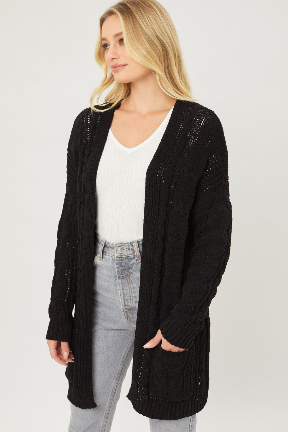 Chenille open hot sale front cardigan