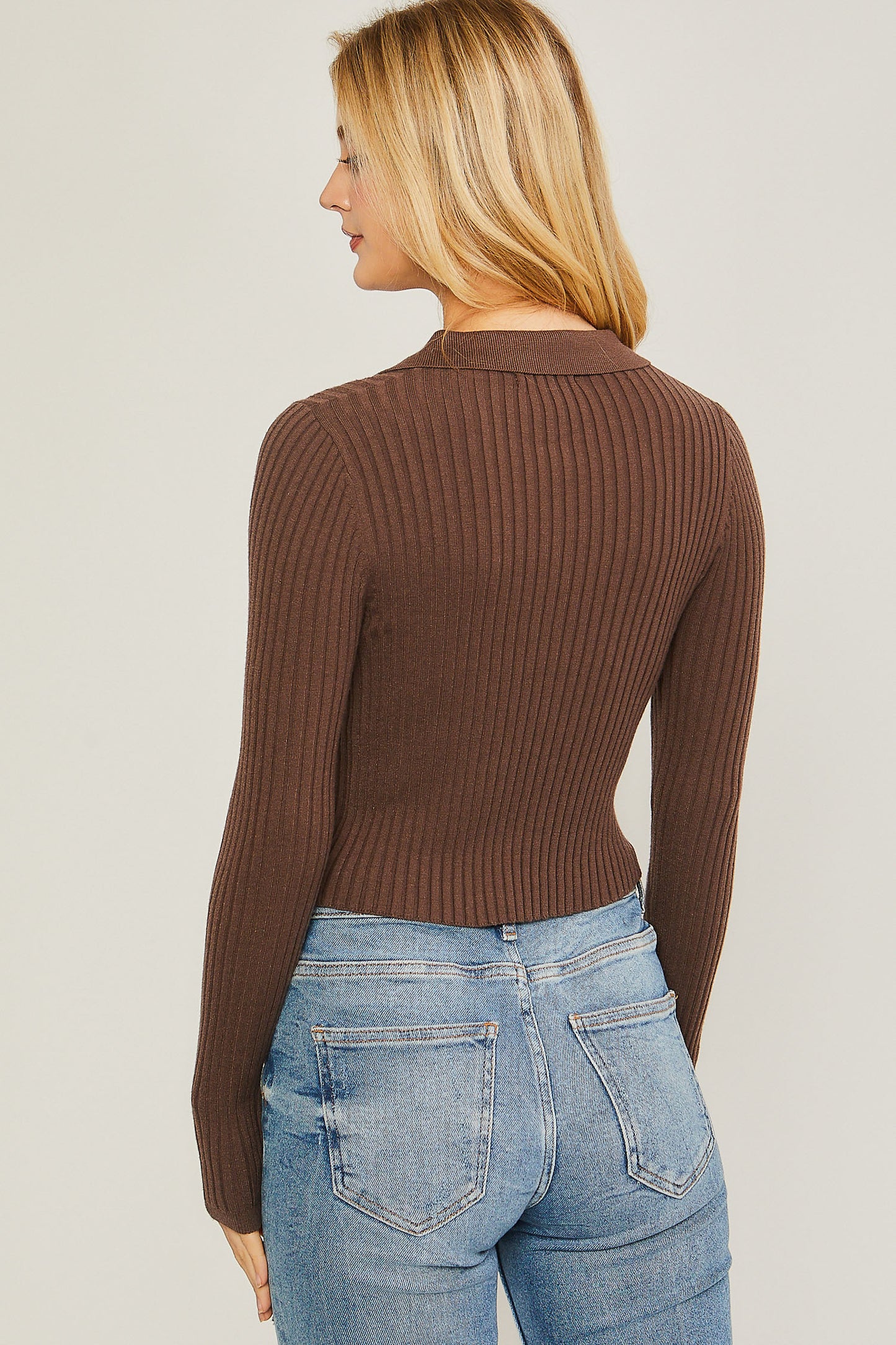 
                  
                    Ribbed Collared Sweater Top
                  
                