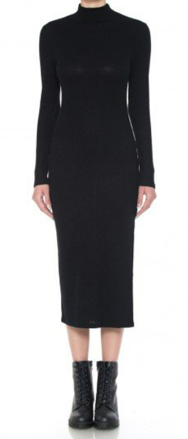 chinese dress ladies Core Rib Mock Neck Long Sleeve Dress | Only € 35 main image 0