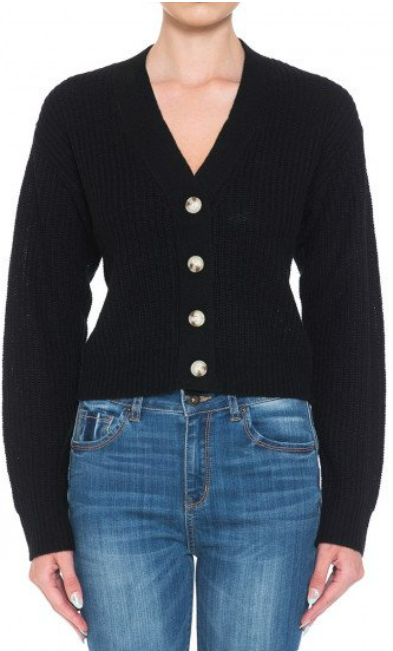 
                  
                    BUTTON-FRONT V-NECK LONG SLEEVE CROP CARDIGAN SWEATER
                  
                