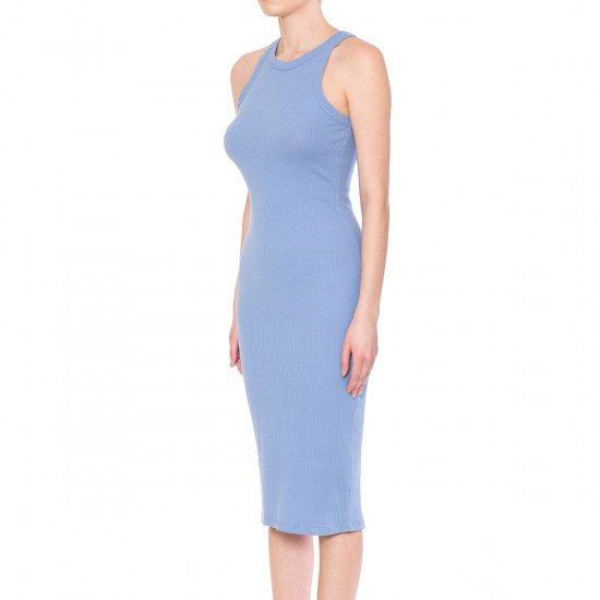 オールインワン・サロペット Dondup Fitted Blue Midi Dress With Ribbed Texture Dondup Fitted Blue Midi Dress With Ribbed Texture | THE LIST
