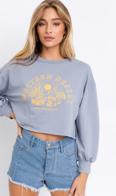 
                  
                    LONG SLEEVE WESTERN DESERT GRAPHIC WITH HIGH SLIT
                  
                