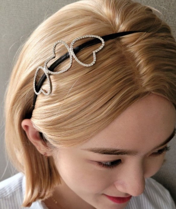 Heart crystal headband