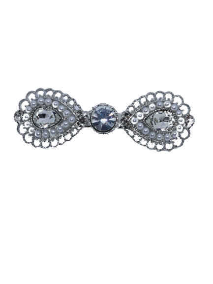 
                  
                    Pearl and crystal ribbon hair clip
                  
                