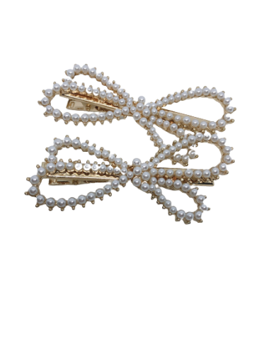 Pearl bow hair clip