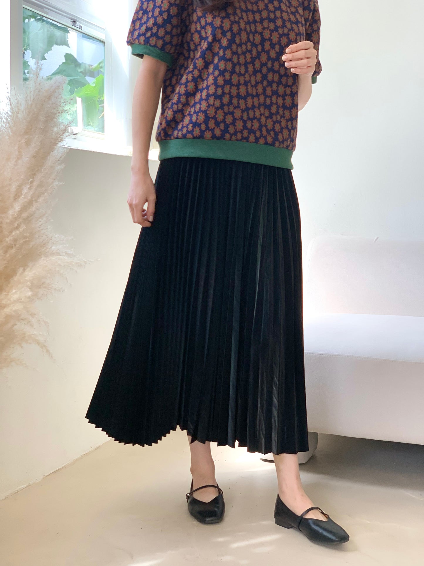 
                  
                    Faux leather Pleated Skirt
                  
                