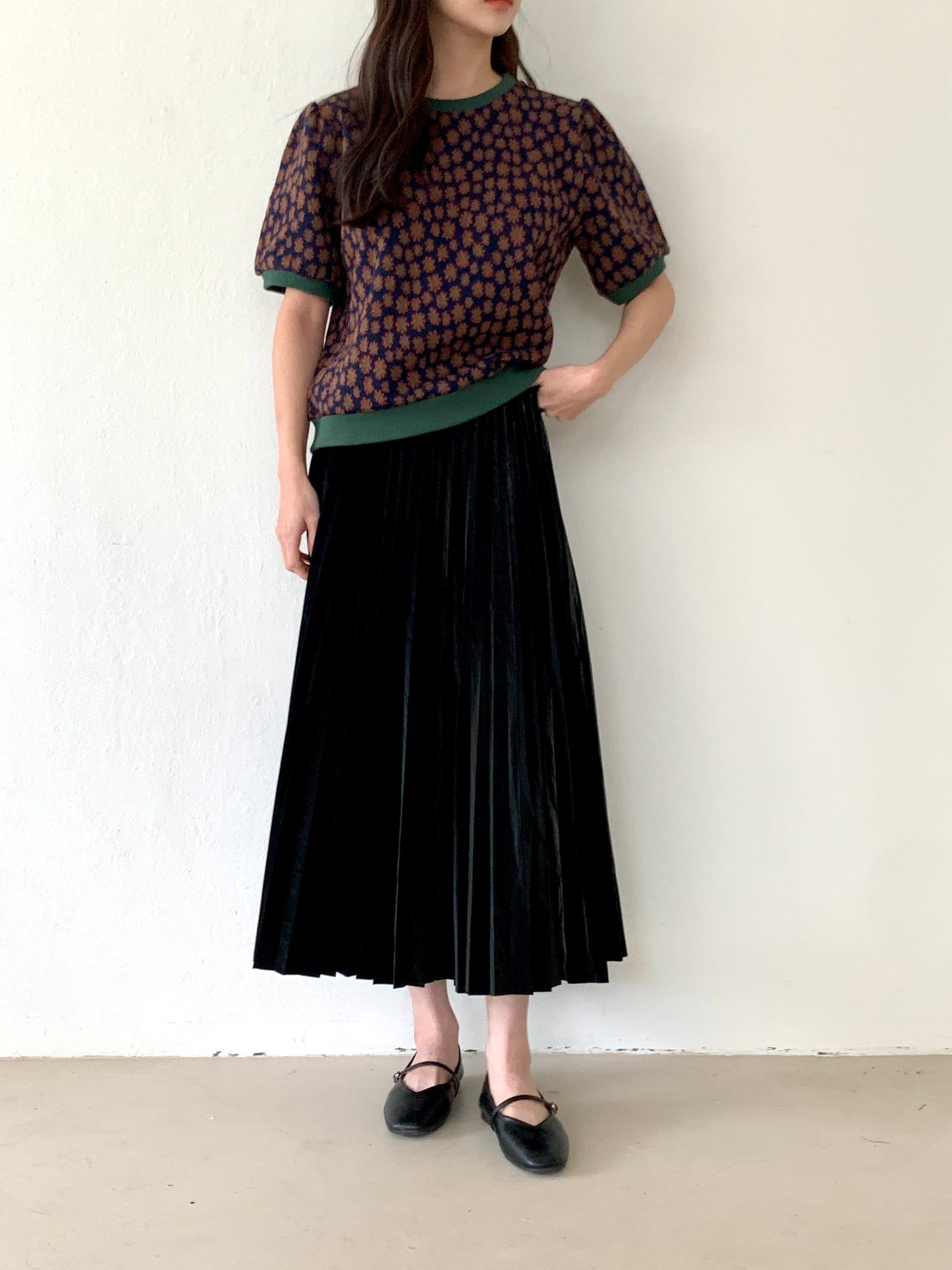 
                  
                    Faux leather Pleated Skirt
                  
                
