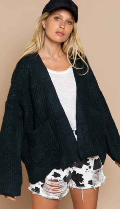 Cable knitted cardigan